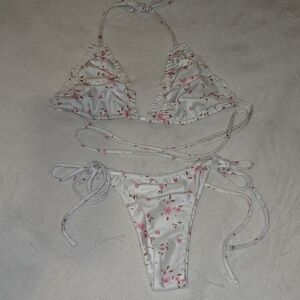 Floral White Bikini Set